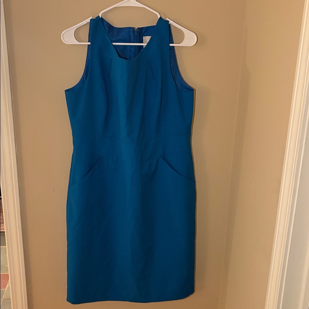 J. Crew Blue Sheath Dress Sweetheart Neckline Sleeveless NWOT